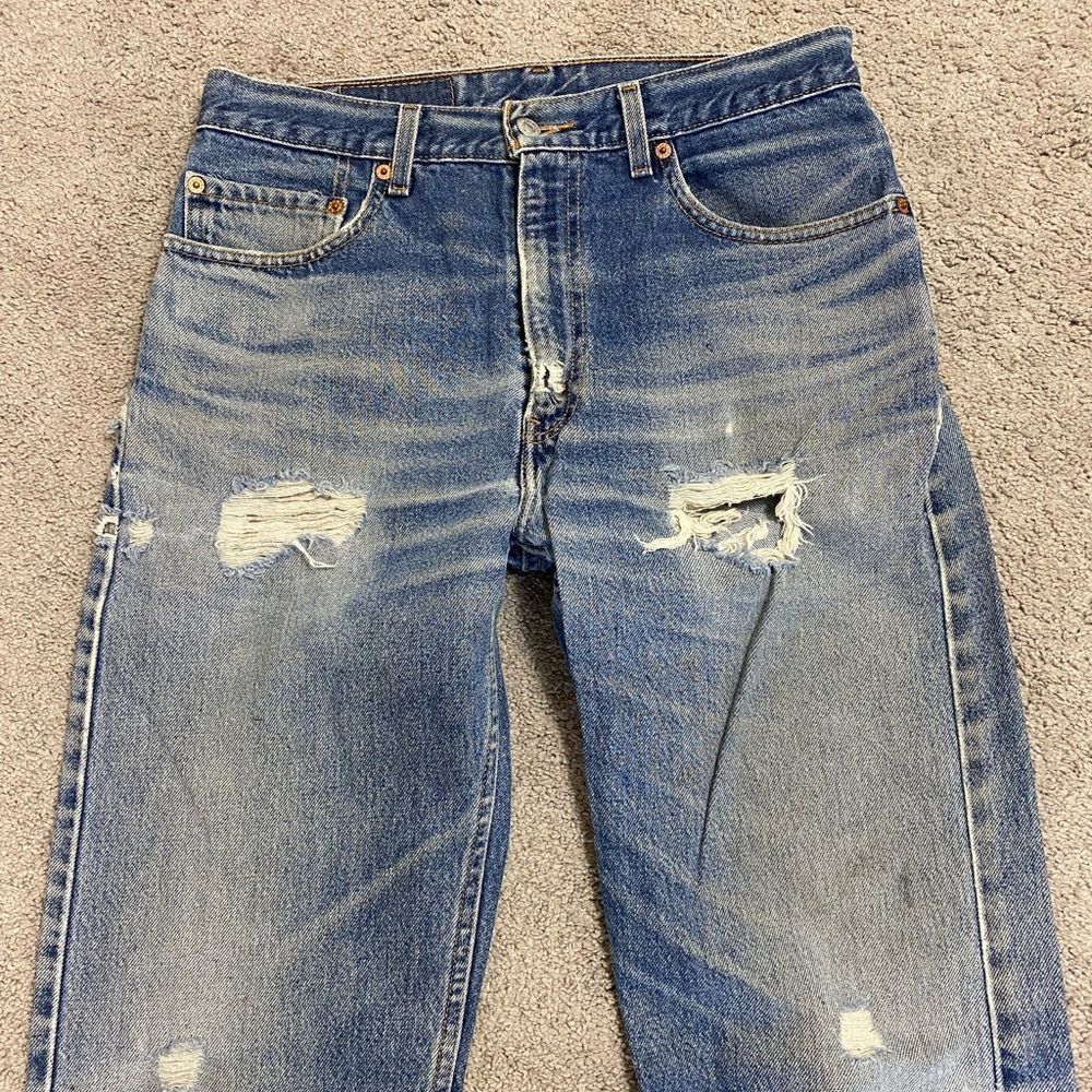 Levi's Men's 33x36 Distressed Light Blue Straight Jeans